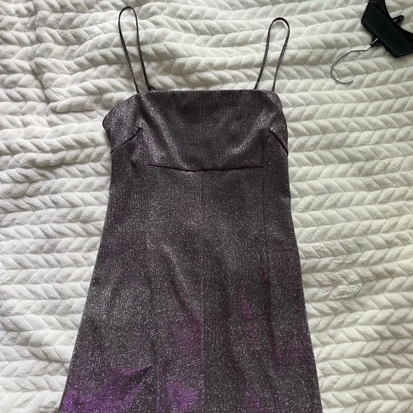 strapless open back dress Urban Outfitters Women's Metallic A-Line Mini Dress | S UK8